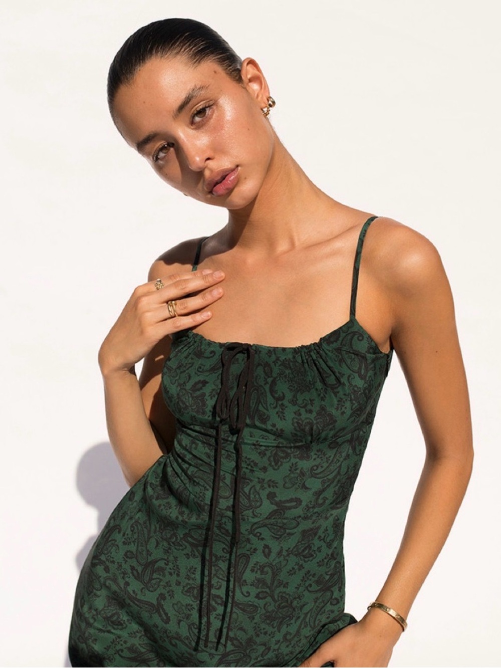 Realisation Par Green Paisley Slip Dress